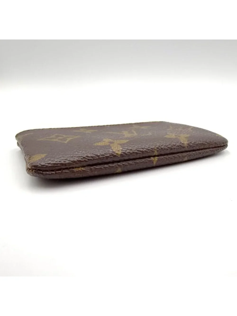 Louis Vuitton Pochette Cles Monogram Leather Brown Coin Case Gold